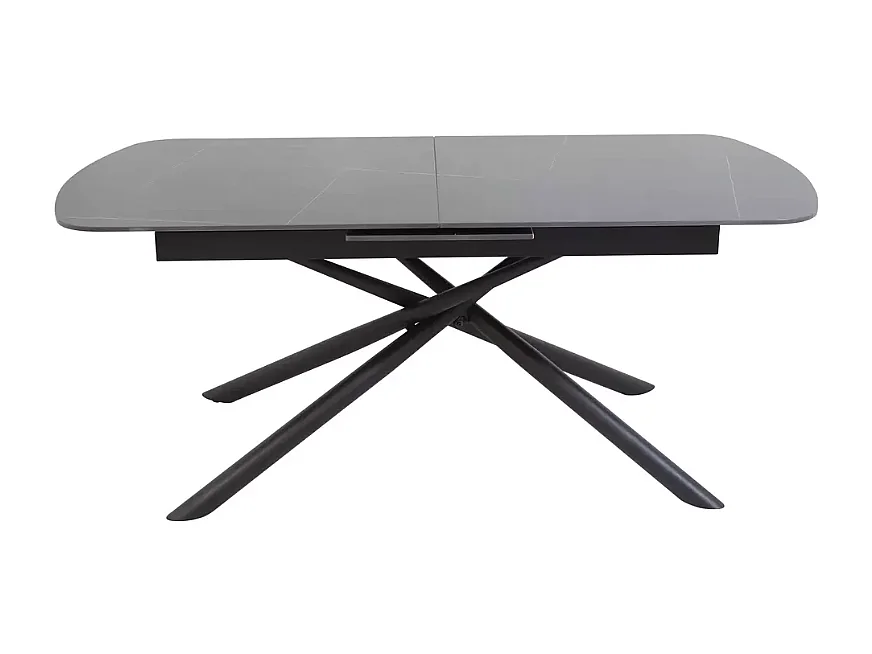 Table scandinave extensible 160 + 40 cm en céramique noir mat et métal - ROTOR 2