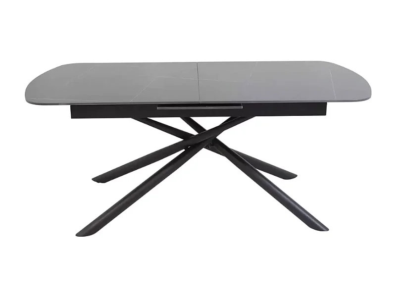 Table scandinave extensible 160 + 40 cm en céramique noir mat et métal - ROTOR 2