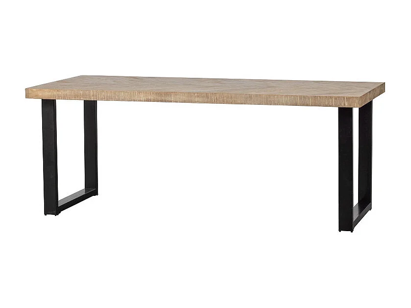 Table à manger 90x200cm en bois et métal noir PUPULE