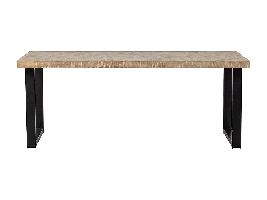 Table à manger 90x200cm en bois et métal noir PUPULE