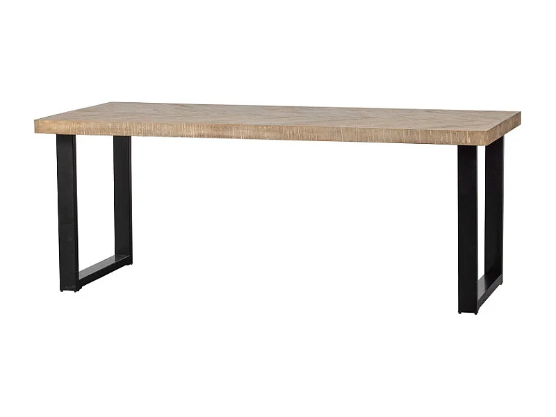 Table à manger 90x200cm en bois et métal noir PUPULE