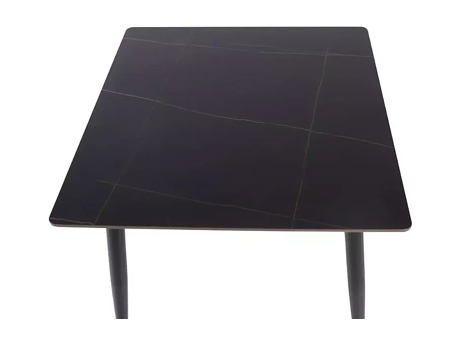 Table à manger carrée compacte 80 cm en céramique noire mat COMPACTA