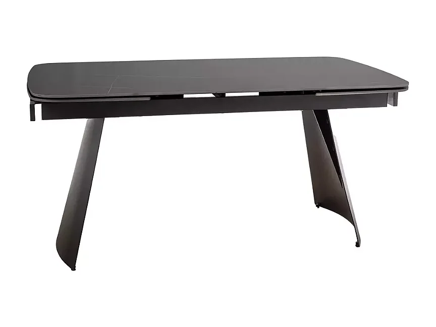 Table à manger extensible 160 + 80 cm, surface en céramique noir mat CITY