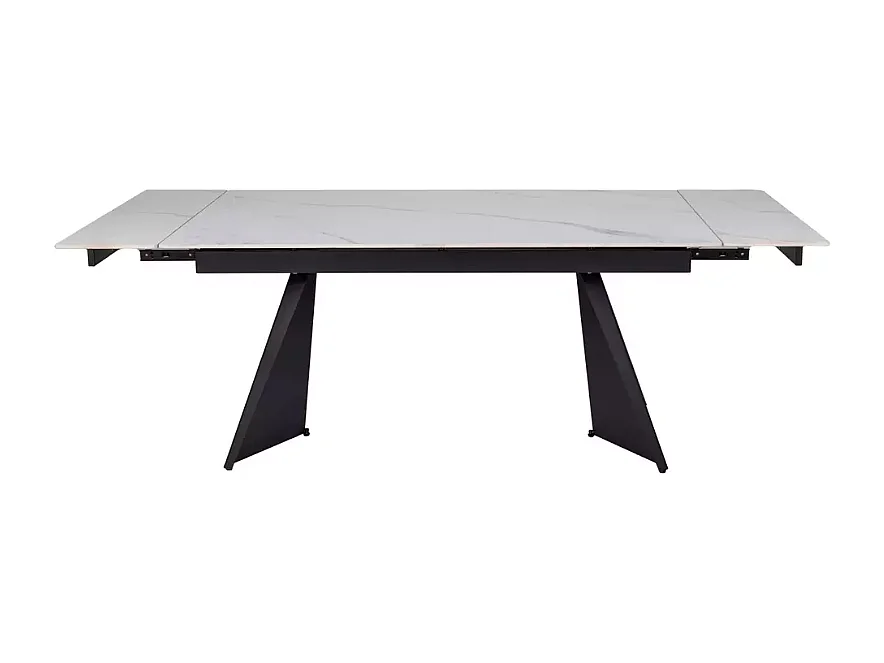 Table extensible 160 + 80 cm en céramique blanc mat - CARLETTA