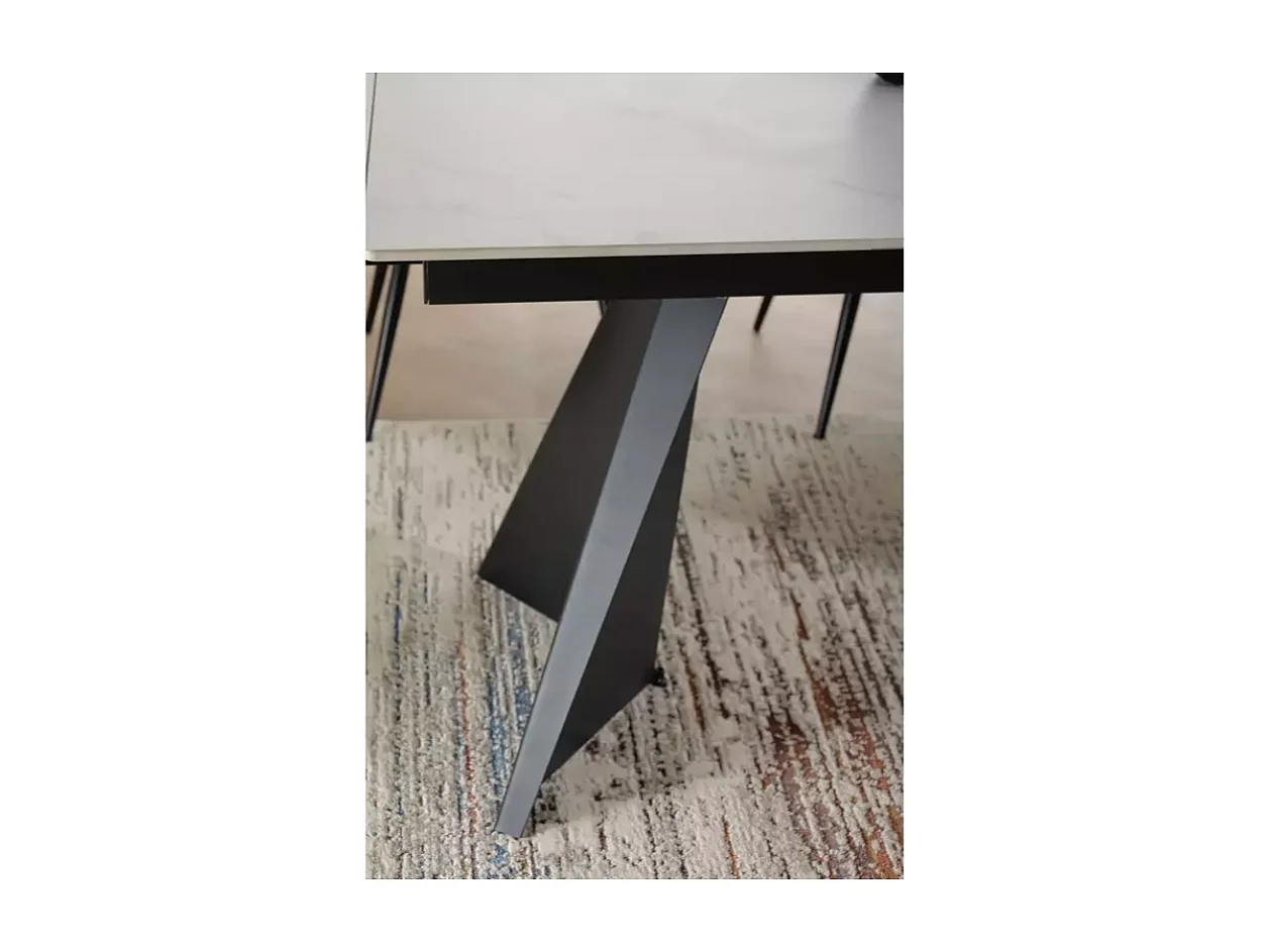Table extensible 160 + 80 cm en céramique blanc mat - CARLETTA