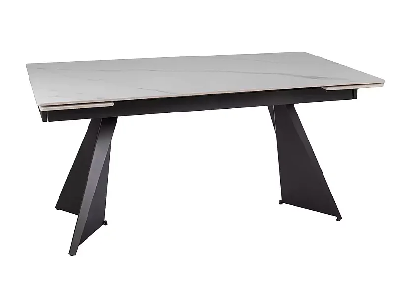 Table extensible 160 + 80 cm en céramique blanc mat - CARLETTA
