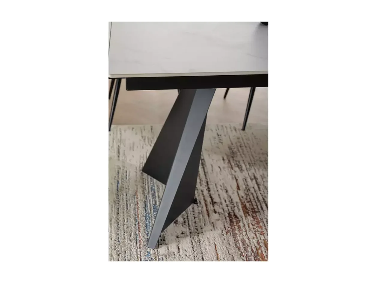 Table extensible 160 + 80 cm en céramique blanc mat - CARLETTA