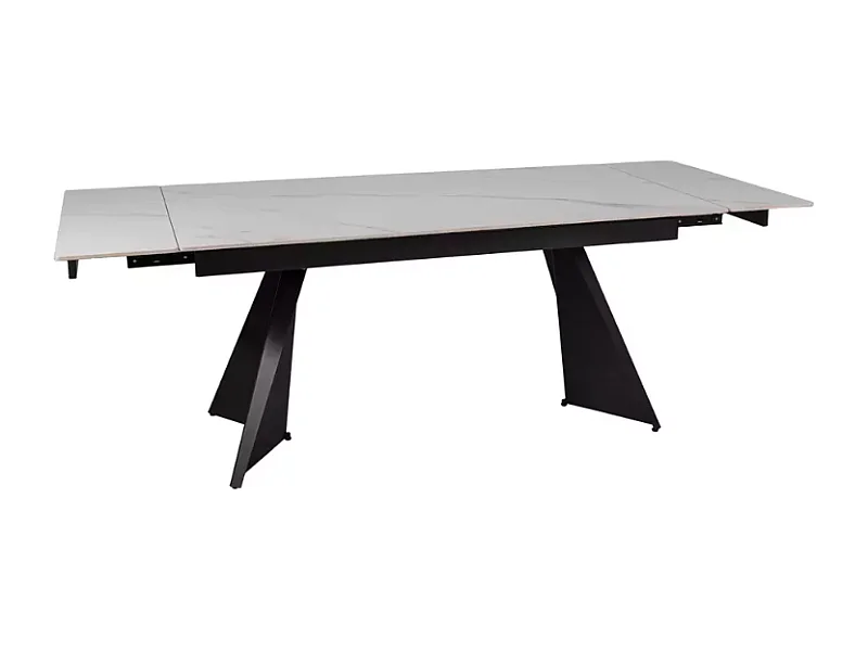 Table extensible 160 + 80 cm en céramique blanc mat - CARLETTA