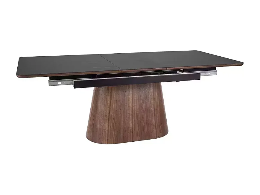 Table extensible 160 + 80 cm en céramique et bois noir mat - LANNA