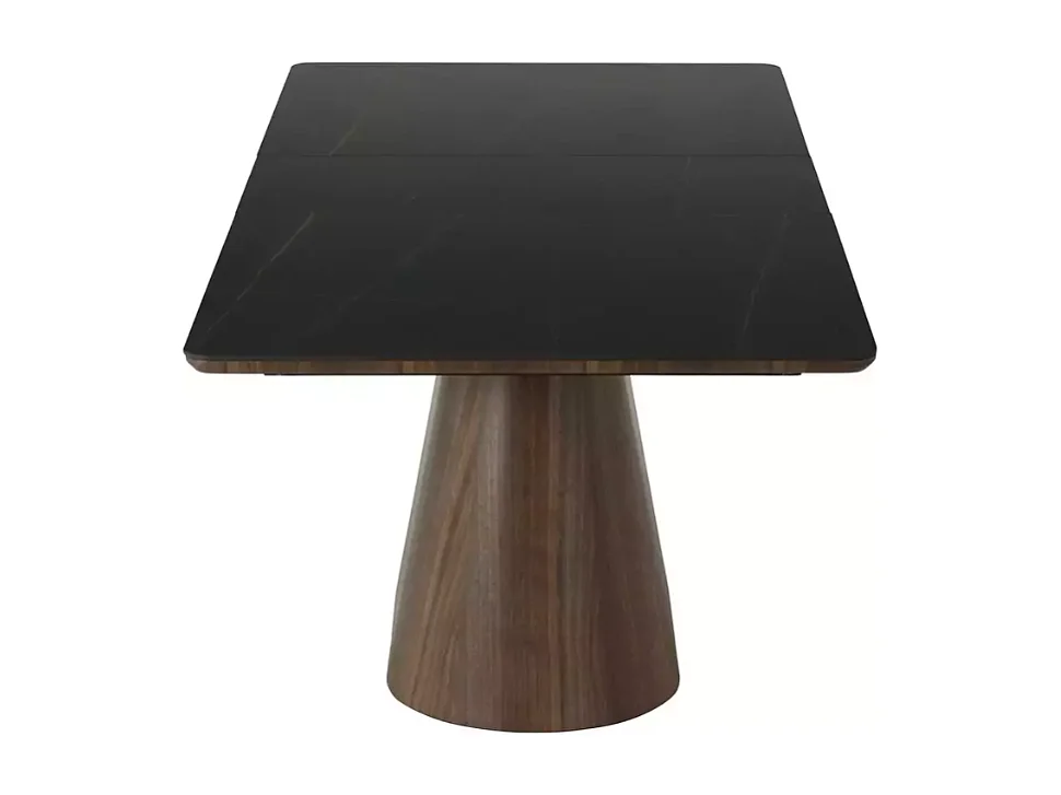 Table extensible 160 + 80 cm en céramique et bois noir mat - LANNA