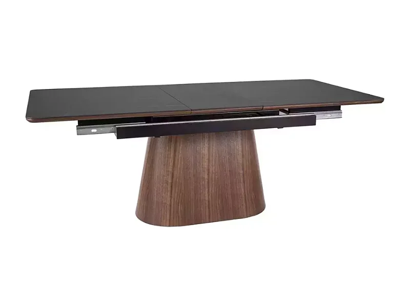 Table extensible 160 + 80 cm en céramique et bois noir mat - LANNA
