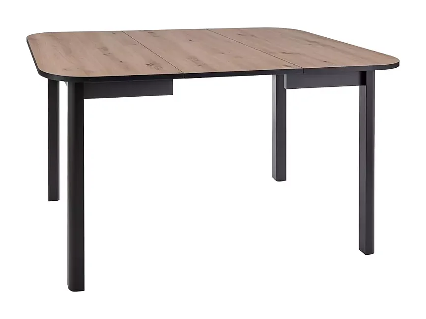 Table repas extensible carrée noir mat et bois clair LORENZAZ2