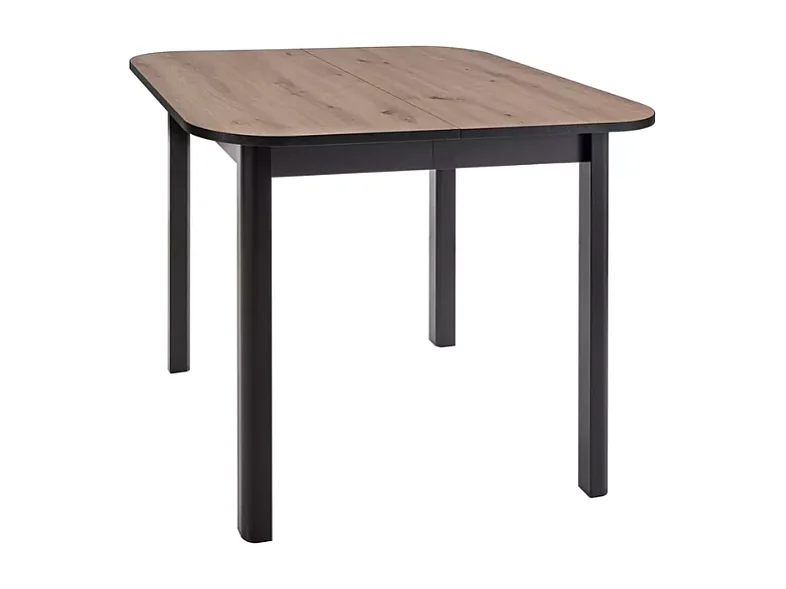 Table repas extensible carrée noir mat et bois clair LORENZAZ2