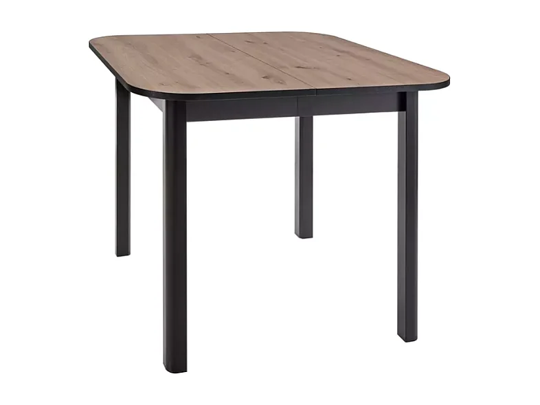 Table repas extensible carrée noir mat et bois clair LORENZAZ2