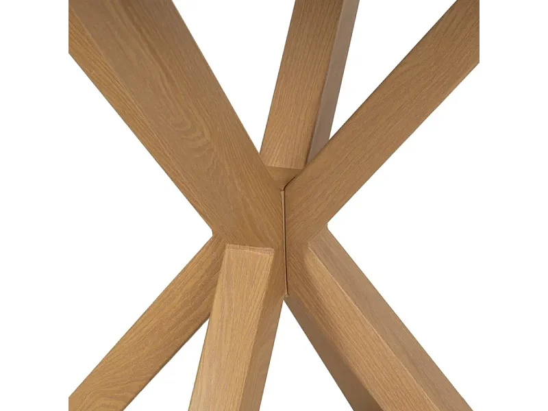 Table à manger ronde blanche 120 cm au style doux et géométrique avec piéds en bois DUNE