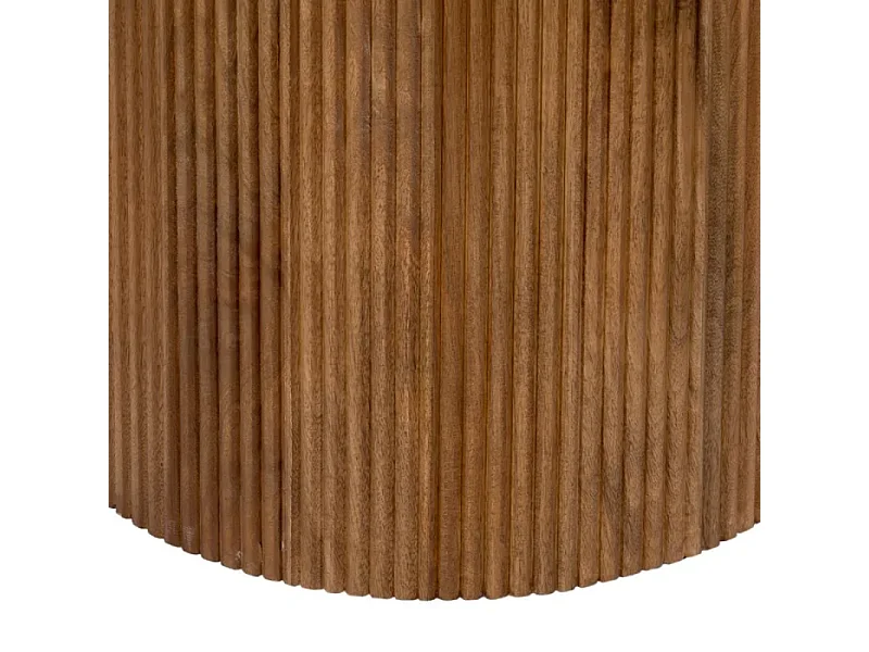 Table à manger ronde 120 cm marbre crème et base nervurée CORTINA