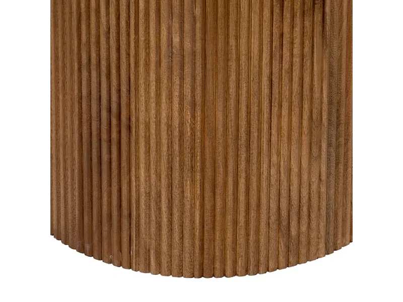 Table à manger ronde 120 cm marbre crème et base nervurée CORTINA