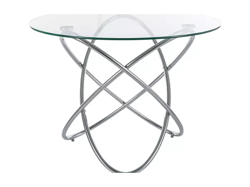 Table repas ronde design 6 places verre et métal chrome ELENORIAZ2