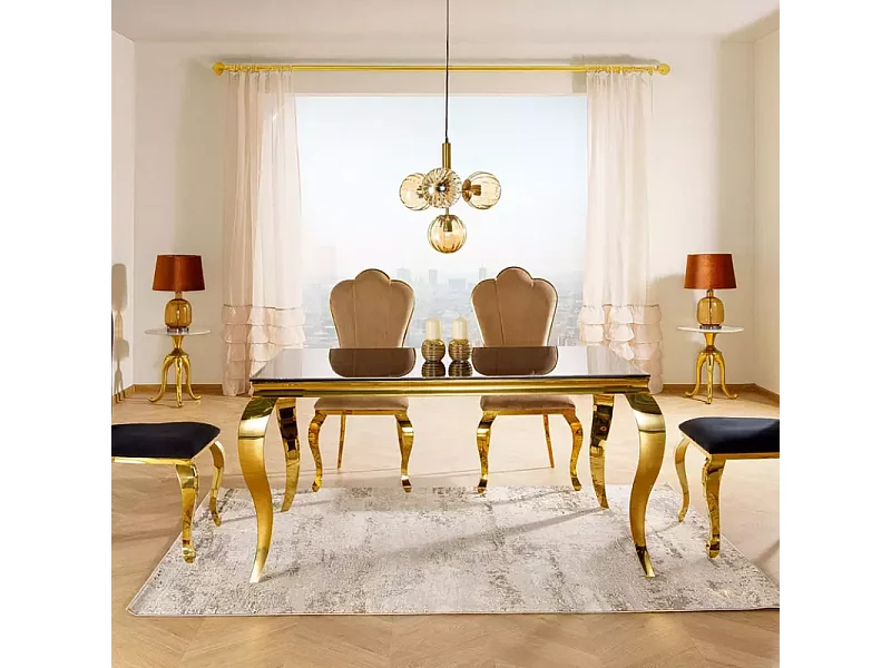 Table design noire et dorée 150 cm 8 personnes ultra chic REGALISZ