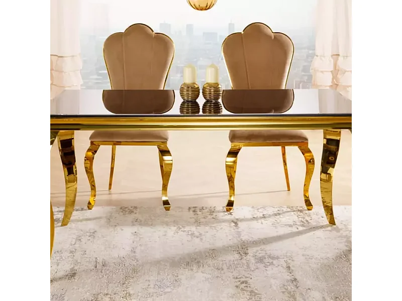 Table design noire et dorée 150 cm 8 personnes ultra chic REGALISZ