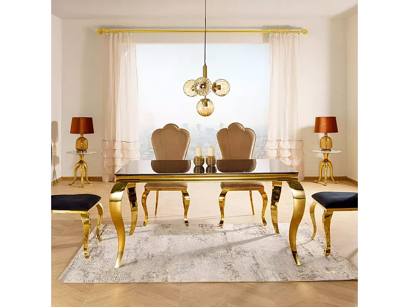 Table design noire et dorée 150 cm 8 personnes ultra chic REGALISZ