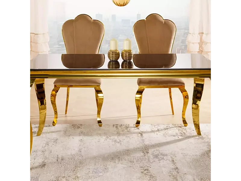 Table design noire et dorée 150 cm 8 personnes ultra chic REGALISZ