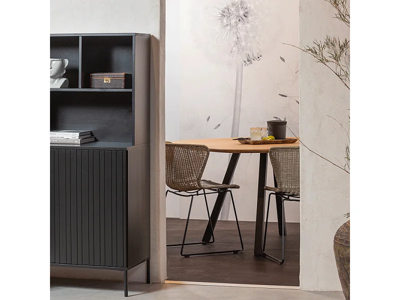 Table à manger en chêne FSC pieds métal noir 130x130cm TAURO