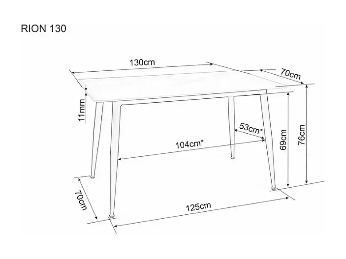 Table à manger rectangulaire 130 cm en céramique gris brillant VOILA II