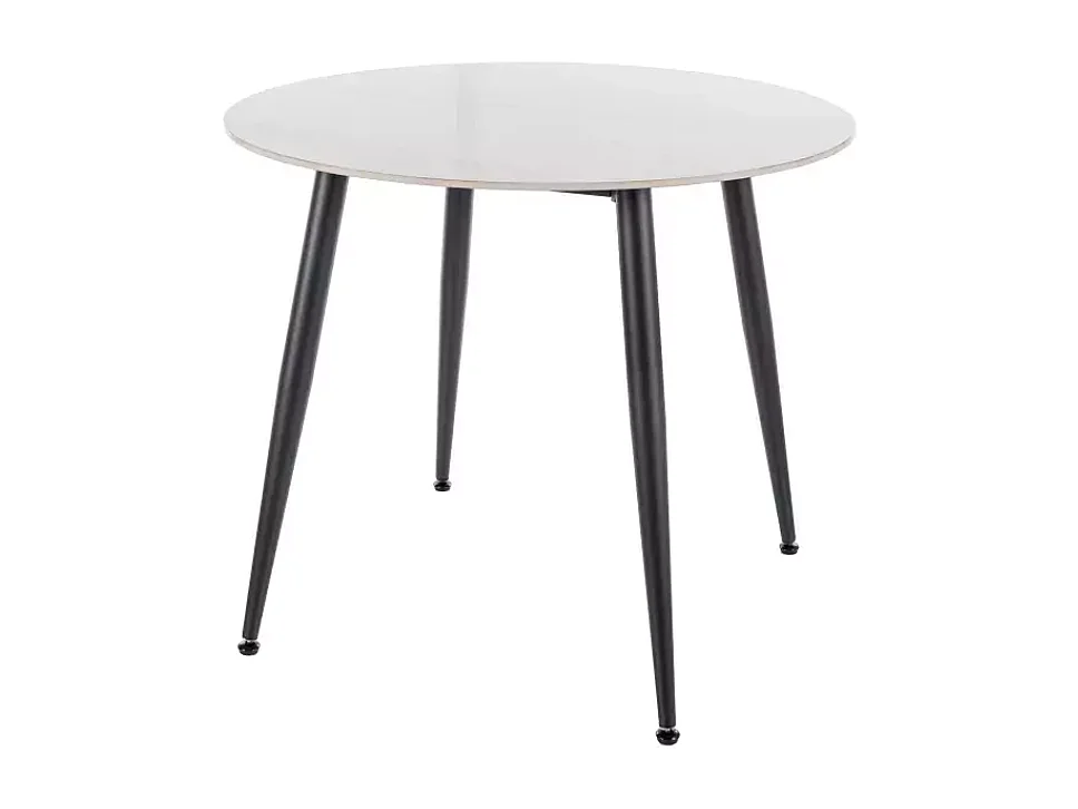 Table ronde 90 cm blanche céramique et pieds noirs NERISIA