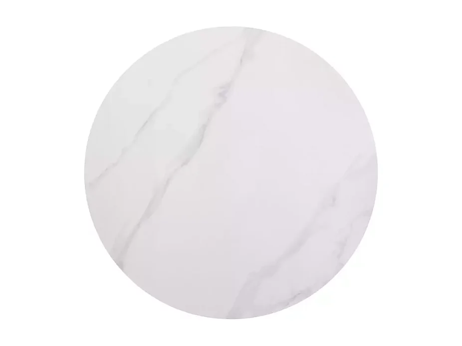 Table ronde 90 cm blanche céramique et pieds noirs NERISIA