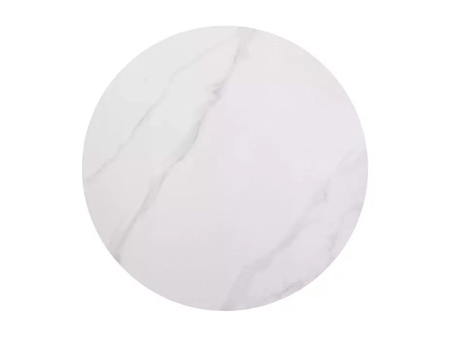 Table ronde 90 cm blanche céramique et pieds noirs NERISIA