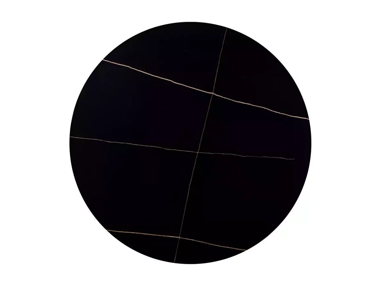 Table à manger ronde compacte 90 cm en céramique noire mate NERISIA