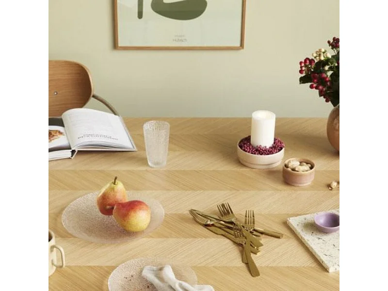 Table à manger motif chevrons en bois  200x100 PAMILA