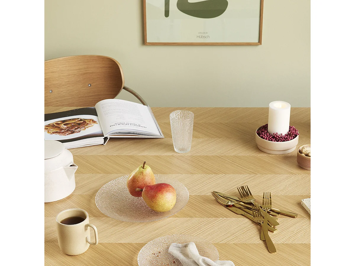 Hübsch Table à manger Large Bois Naturel HERRINGBONE