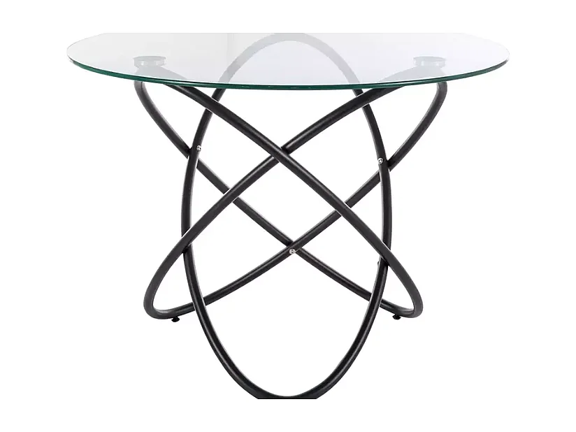 Table repas ronde en verre transparent et métal noir 6 places ELENORIAZ1