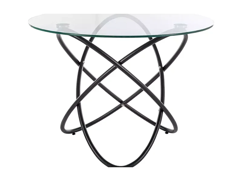 Table repas ronde en verre transparent et métal noir 6 places ELENORIAZ1