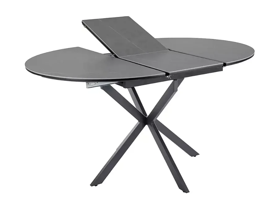 Table repas extensible 100 cm gris mat céramique ronde 6 places BOREALIZ5
