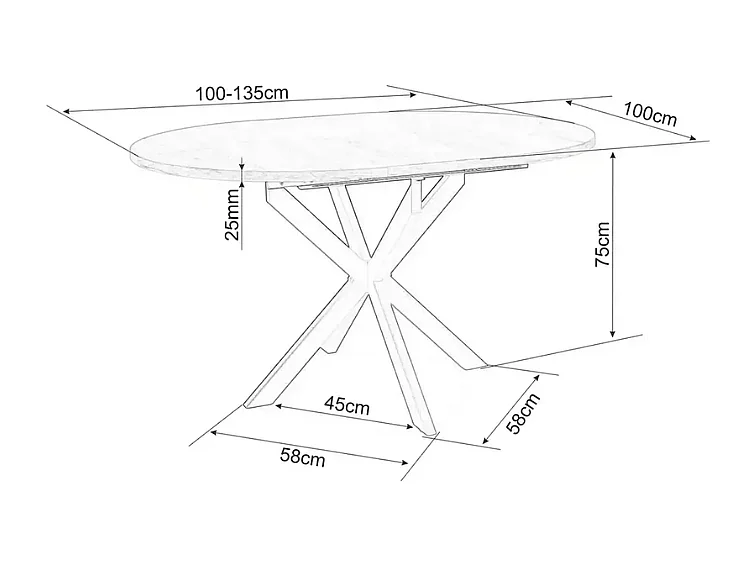 Table repas extensible 100 cm gris mat céramique ronde 6 places BOREALIZ5