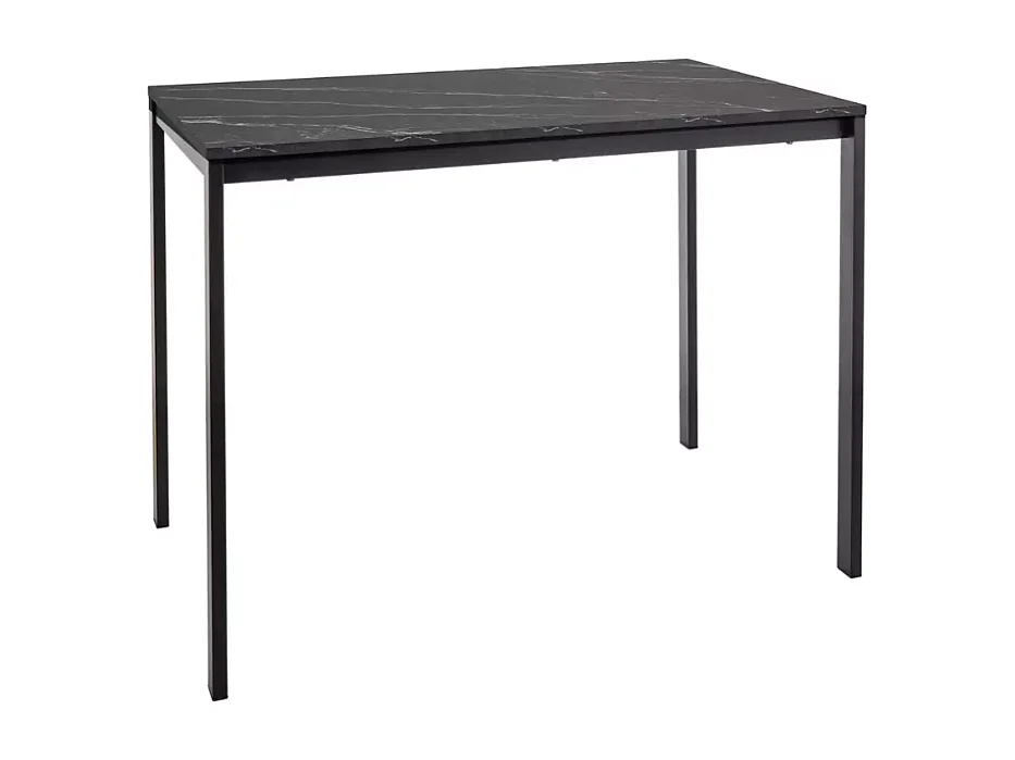 Table rectangulaire avec plateau effet marbre noir et pieds noirs - AMEL