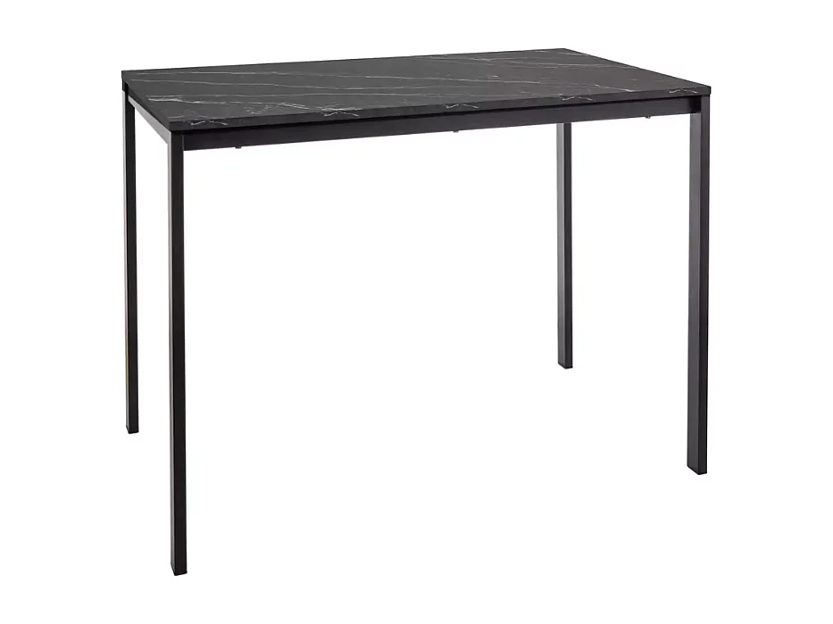 Table rectangulaire avec plateau effet marbre noir et pieds noirs - AMEL