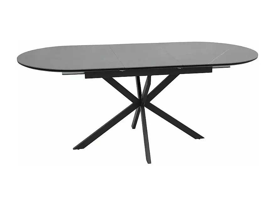 Table repas extensible 140 cm ovale gris mat 8 personnes pied métal BOREALIZ6