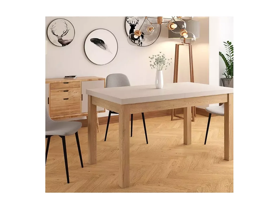 Table repas extensible rectangulaire cachemire chêne 10 pers VERTICAZ2