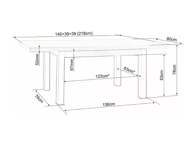 Table repas extensible rectangulaire cachemire chêne 10 pers VERTICAZ2