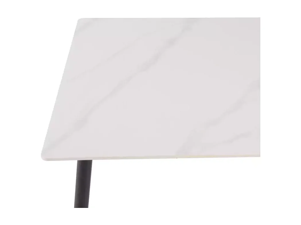 Table 80 x 80 cm blanche céramique & métal noir NERISIA