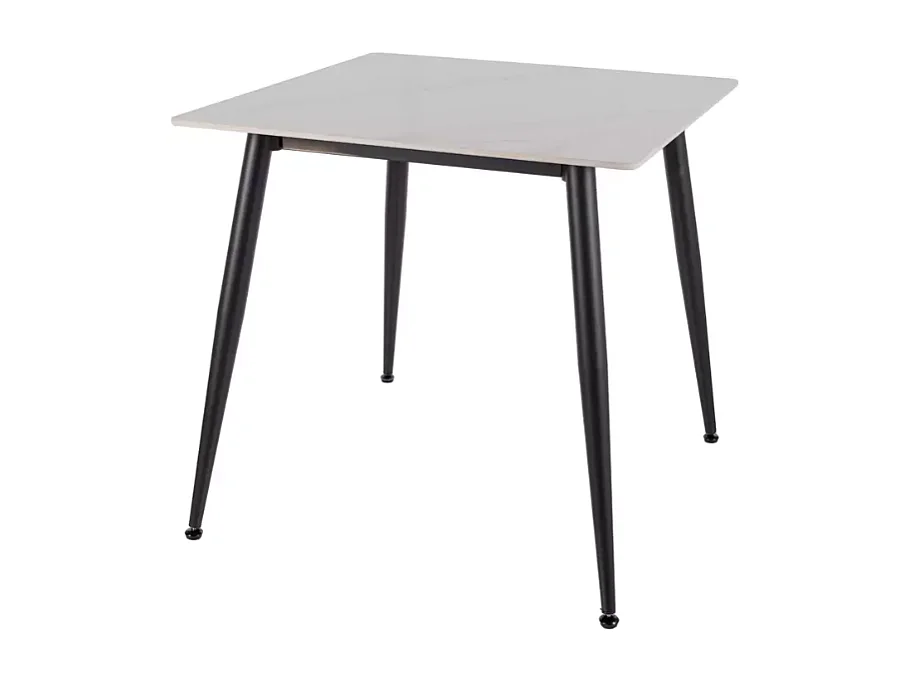 Table 80 x 80 cm blanche céramique & métal noir NERISIA