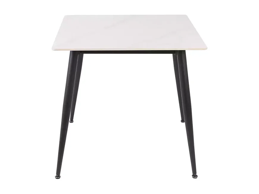 Table 80 x 80 cm blanche céramique & métal noir NERISIA