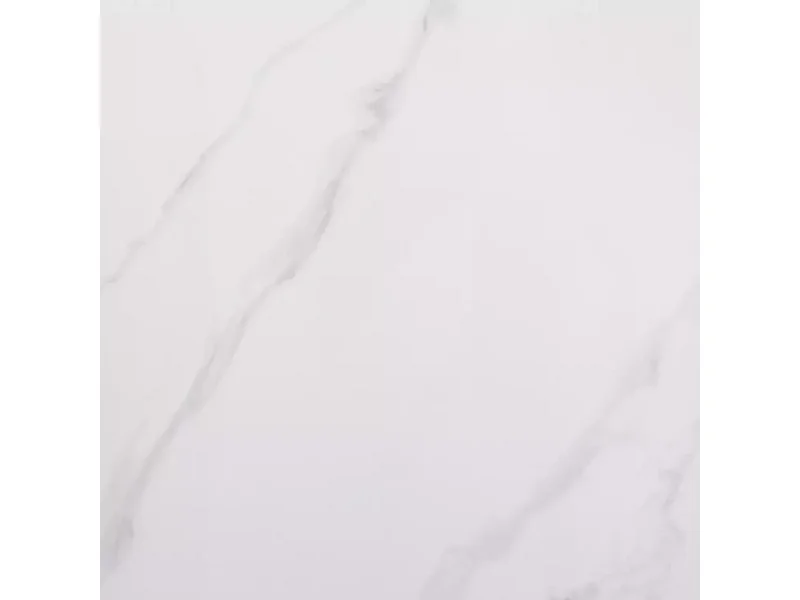 Table 80 x 80 cm blanche céramique & métal noir NERISIA