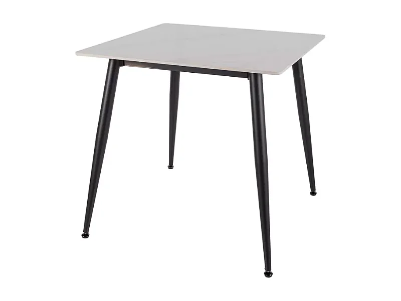 Table 80 x 80 cm blanche céramique & métal noir NERISIA