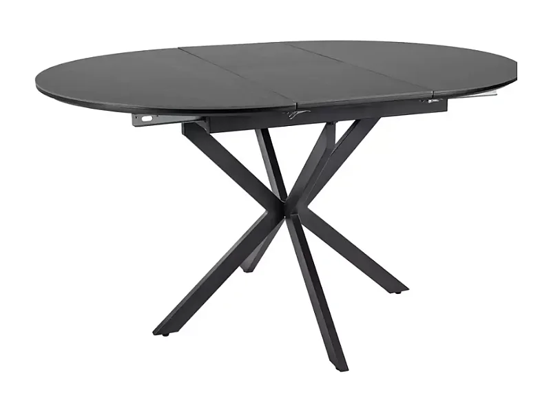 Table repas extensible 100 cm ronde noir mat 6 places piétement métal BOREALIZ3