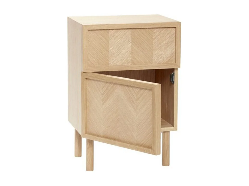 Table de chevet motif chevrons en bois PAMILA